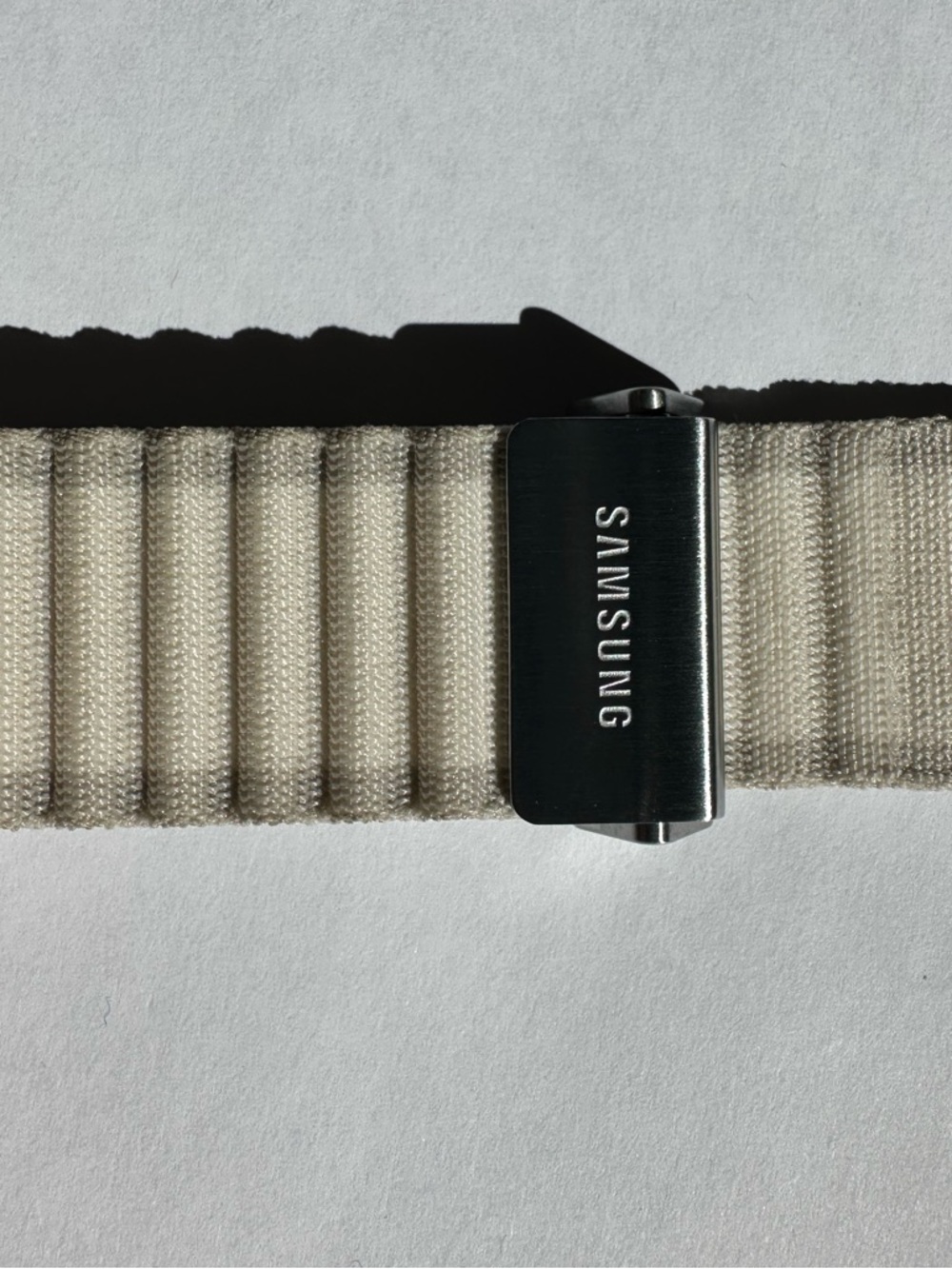 Samsung Cream Fabric Watch Strap with Brushed Silver Clasp